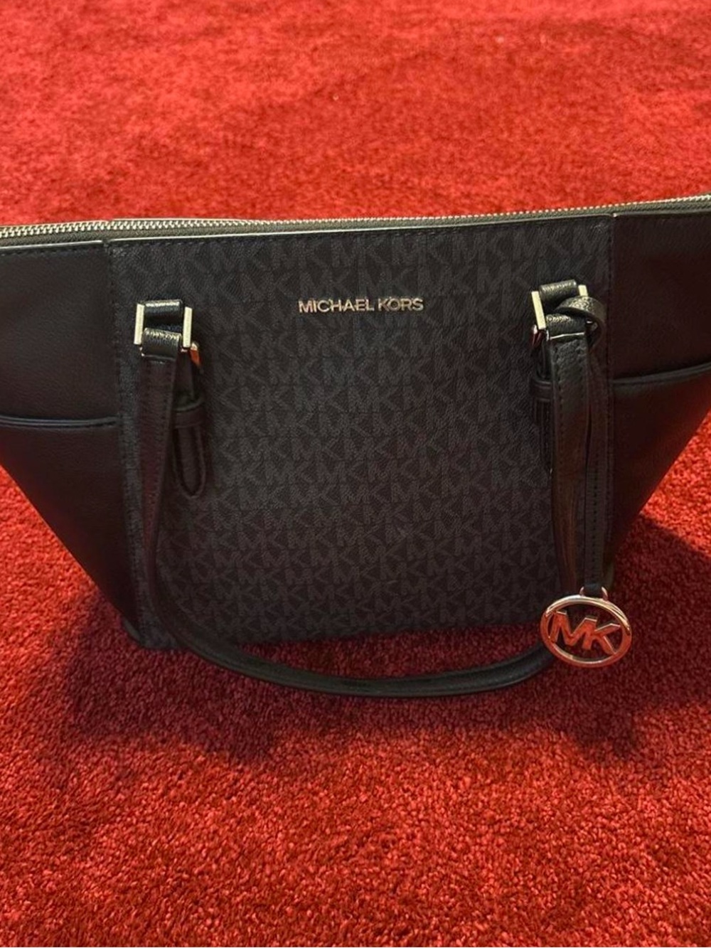 Michael Kors Black Signature MK Tote with Gold Hardware